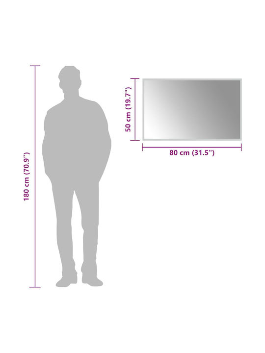 vidaXL Καθρέπτης Μπάνιου Led 80x50cm Διάφανος
