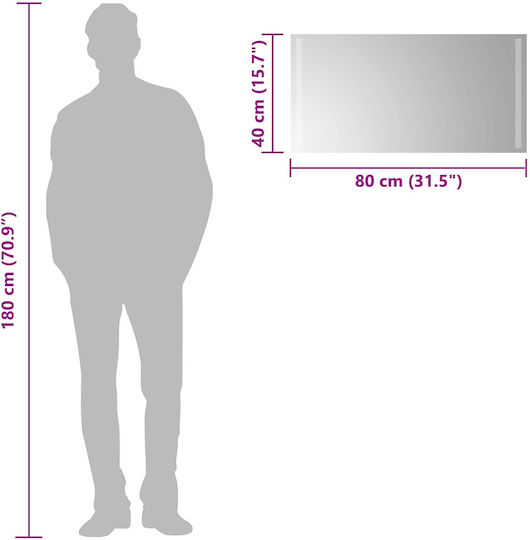 vidaXL Bathroom Mirror Led 80x40cm Transparent