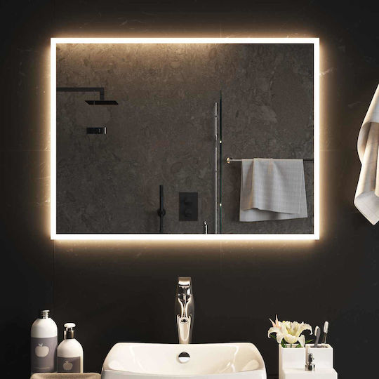 vidaXL Καθρέπτης Μπάνιου Led 80x60cm Διάφανος