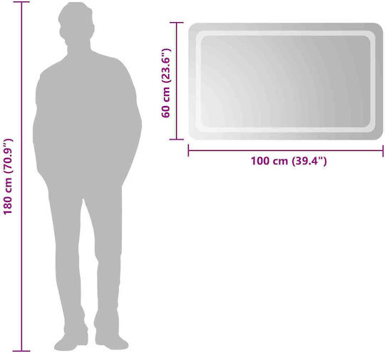 vidaXL Badezimmerspiegel Led 100x60cm Transparent