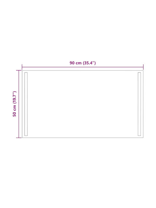 vidaXL Огледало за баня LED 90x50cm Прозрачен