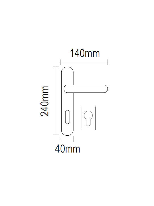 Viometale Lever Middle Door with Plate Pair (Center Distance 75mm) Nickel