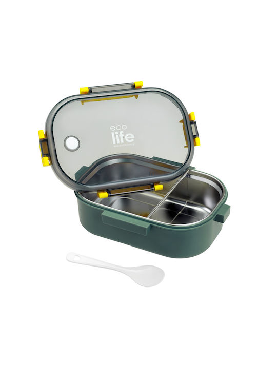 Ecolife Spoon Δοχείο Φαγητού Inox Πράσινο 900ml