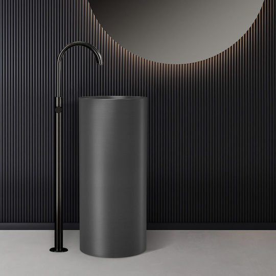Karag Επικαθήμενος Νιπτήρας Πορσελάνης 38x38x85cm Gun Metal