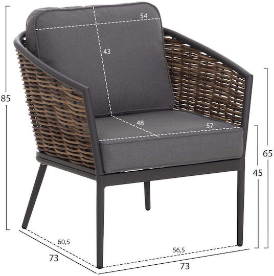 Garten- und Outdoor-Möbelsets Wohnzimmer Typsatz 4 Stück Grau mit Kissen