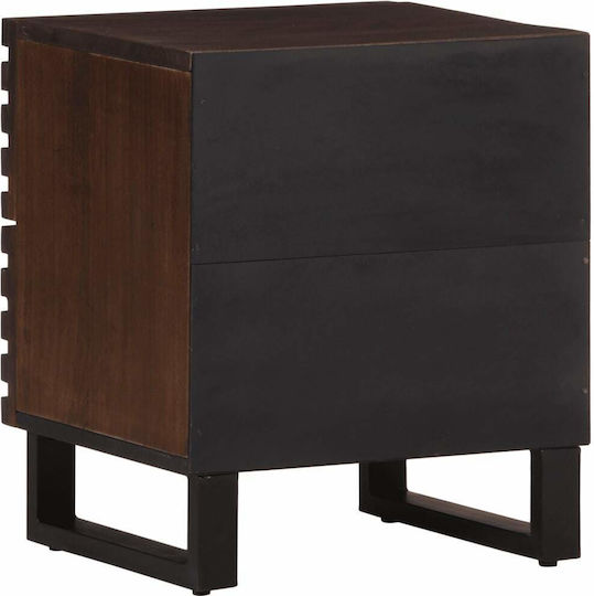 Wooden Bedside Tables with Metal Legs Brown 2 Pieces 40x34x46cm