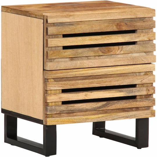 Wooden Bedside Tables with Metal Legs Brown 2 Pieces 40x34x46cm Wooden Bedside Tables with Metal Legs Brown 2 Pieces 40x34x46cm