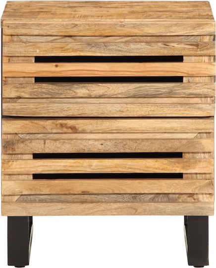 Wooden Bedside Tables with Metal Legs Brown 2 Pieces 40x34x46cm