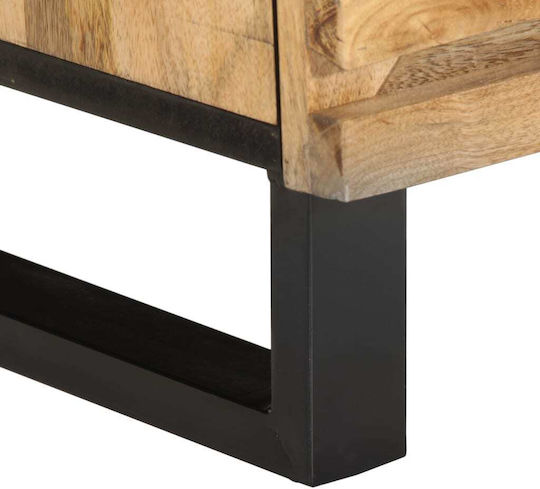 Wooden Bedside Tables with Metal Legs Brown 2 Pieces 40x34x46cm