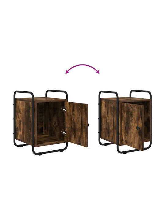Wooden Bedside Table With Black Metal Legs 35x36.5x50cm