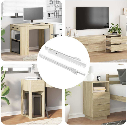 Vidaxl Ghid Sertar 2 Bucăți Alb 250 Mm Oțel