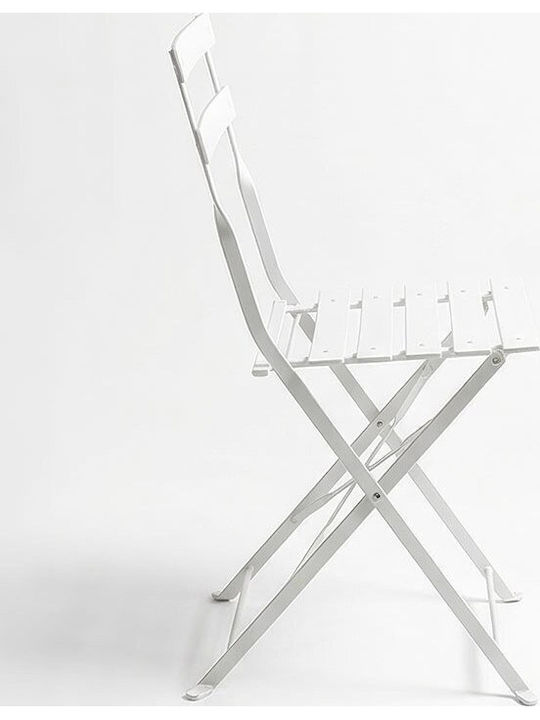 Outdoor Chair Metallic Bistro White 2pcs 42x46x82cm