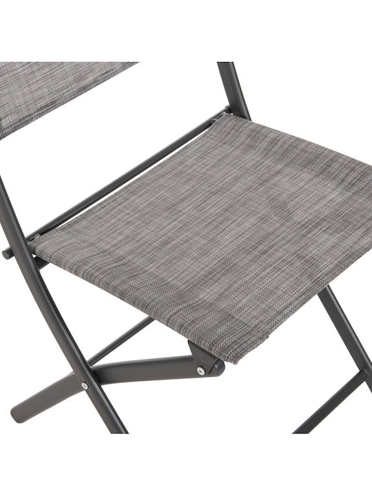 Outdoor Chair Metal Textilene Gray 45x51x81cm