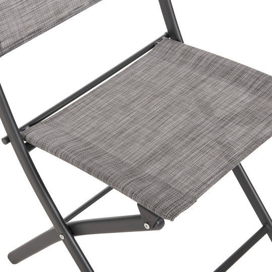Outdoor Chair Metal Textilene Gray 45x51x81cm