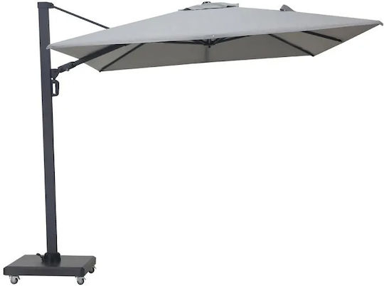 Hängender Aluminium-Garten- und Terrassen-Sonnenschirm Grau 2,6x3,5m