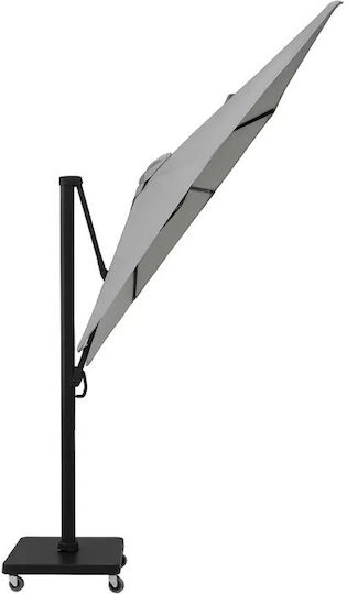 Hängender Aluminium-Garten- und Terrassen-Sonnenschirm Grau 2,6x3,5m