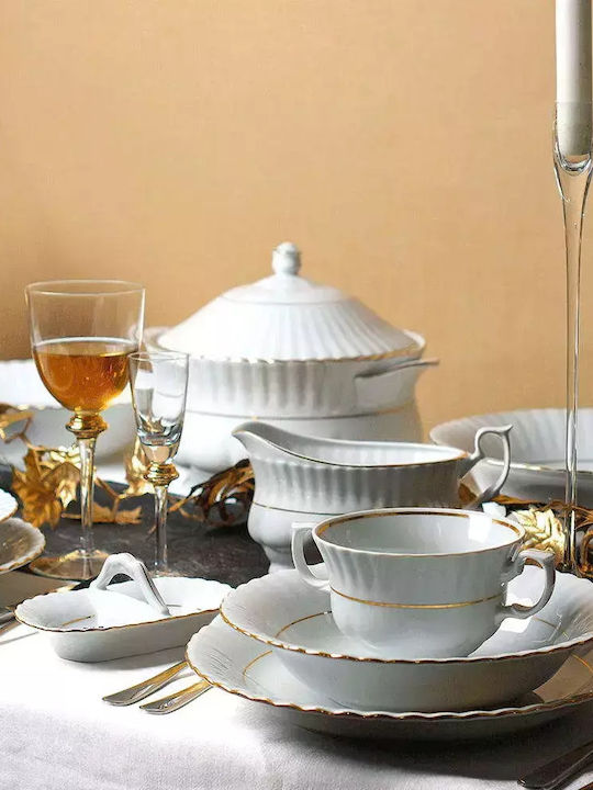 Cryspo Trio Ivona White Ceramic Dinnerware Set 40pcs