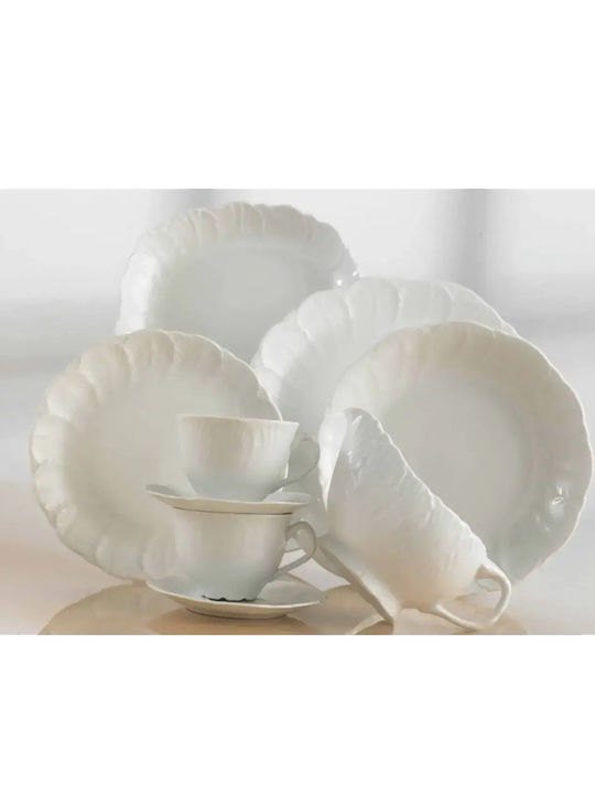 Cryspo Trio Jasmine White Porcelain Dinnerware Set 40pcs