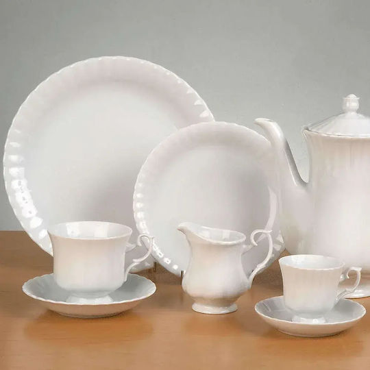 Cryspo Trio Ivona White Ceramic Dinnerware Set 40pcs