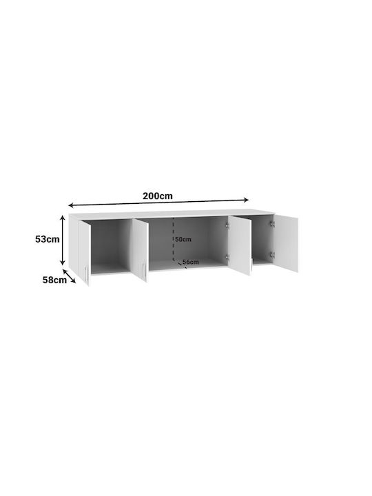 Pakketo Royal Rechteckig Loft-Schrank aus Spanplatte Sonoma 200x58cm 361-000108 1Stück