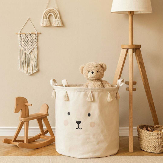 Jabadabado Children's Storage Basket made of Fabric Fabric Storage Basket Bear Beige 40x40x40cm 1pcs