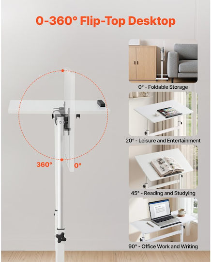 Wooden Desk White with Metal Legs & Adjustable Height 81x41x111.5cm