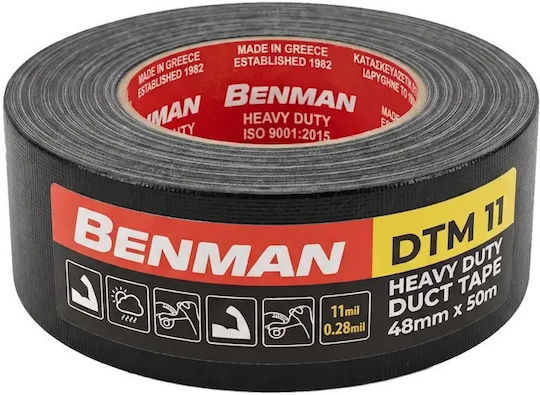 Benman Αυτοκόλλητη Υφασμάτινη Ταινία Μαύρη 50mx48mm