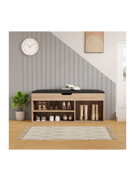 Entry Furniture with Shoe Rack & Bench Σοναμά-καφέ 100x30x44cm