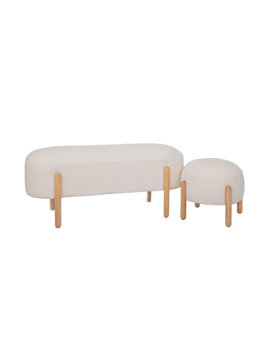 Stool For Living Room Upholstered with Fabric Κρεμ / Καφέ 45x45x36cm