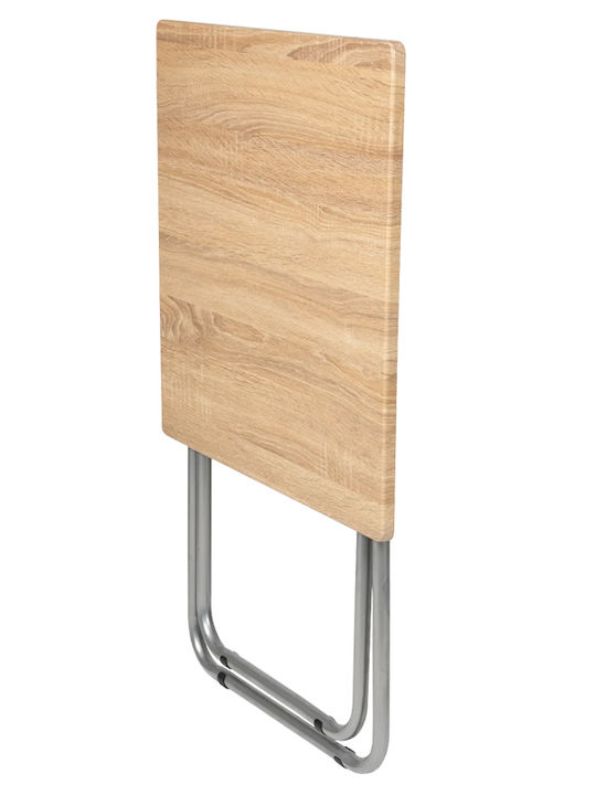 with Wood Surface and Metal Frame Oak 60x60x72cm