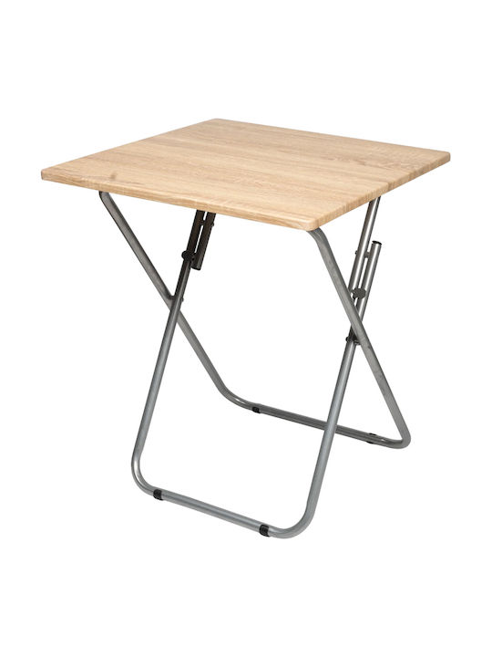 with Wood Surface and Metal Frame Oak 60x60x72cm