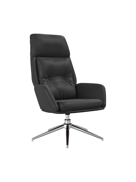Sessel Drehbar aus echtem Leder Schwarz 70x77x94cm