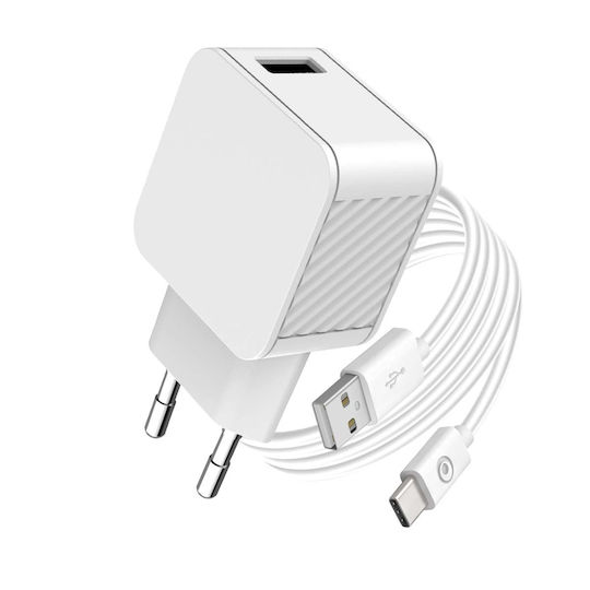 BigBen Connected Φορτιστής με Θύρα USB-A και Καλώδιο USB-C 12W Λευκός