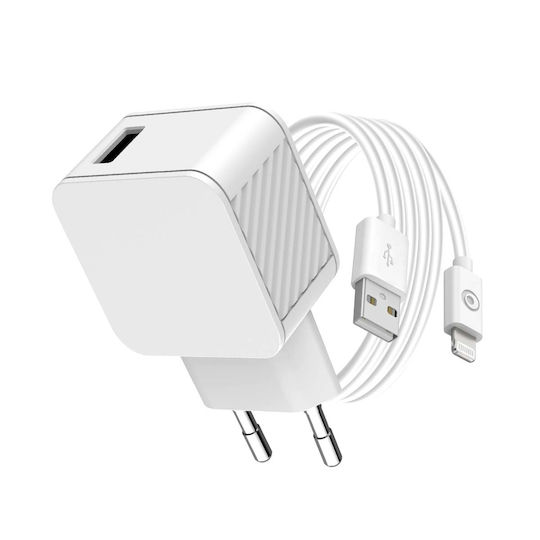 BigBen Connected Φορτιστής με Θύρα USB-A και Καλώδιο Lightning 12W Λευκός