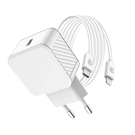 BigBen Connected Încărcător Cu Port USB-C Și Cablu USB-C - Lightning 30W Livrarea Energiei Alb