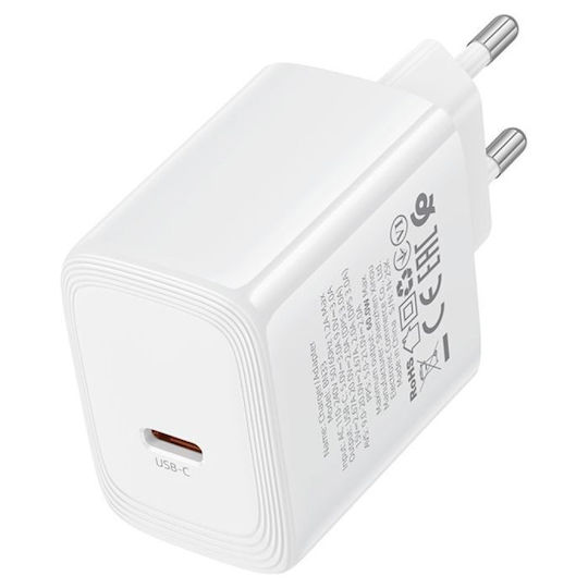 Borofone Wireless Charger GaN With USB-C Port 40W Power Delivery Quick Charge 3.0 White (BN33 Fuente)