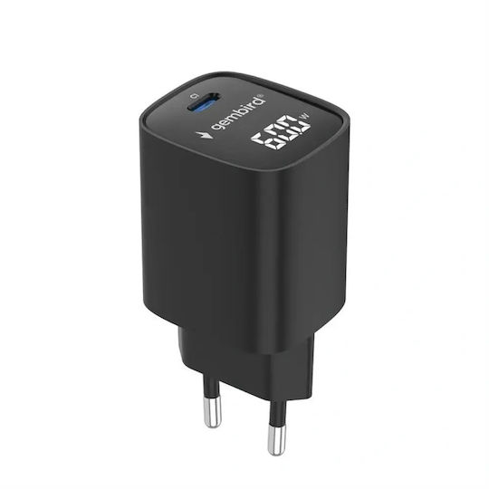 Gembird Зарядно Устройство Без Кабел с USB-C Порт 60W Power Delivery / Quick Charge 3.0 Черен (TA-UC-1C-PD60LCD-01-BK)