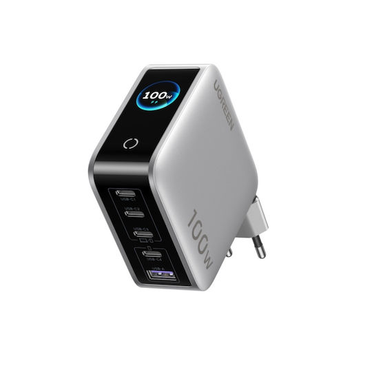 Ugreen GaN Wireless Charger with USB-A Port and 4 USB-C Ports 100W Power Delivery Gray (X773)
