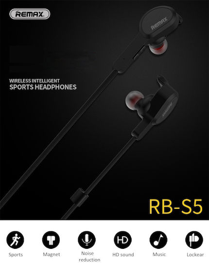 Remax RS-S5 In ear Bluetooth хендсфри Слушалки с Устойчивост на Пот Черен