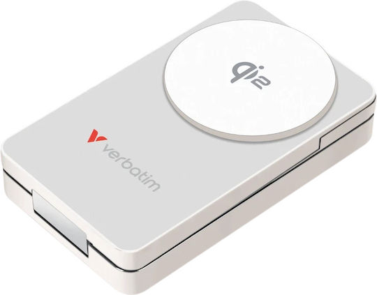 Verbatim Charge 'n' Go Qi2 Power Bank 10000mAh 30W With USB-C Output Port White