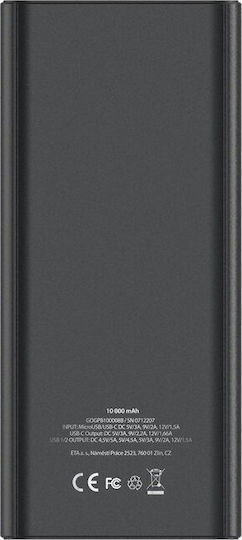 GoGEN PB100008B Външна Батерия 10000mAh 20W с 2 USB-A Изходни Порта и USB-C Изходен Порт Power Delivery Черна