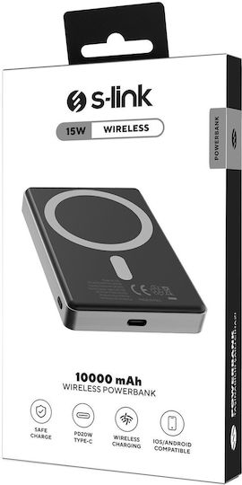 S-Link MG110 MagSafe Power Bank 10000mAh 15W με Θύρα USB-C Power Delivery Γκρι