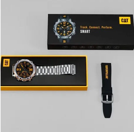 CAT E114011100 Stainless Steel 53mm Smartwatch με Παλμογράφο (Ασημί)