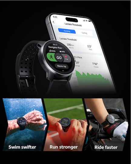 QCY Track S10 Stainless Steel Smartwatch Black