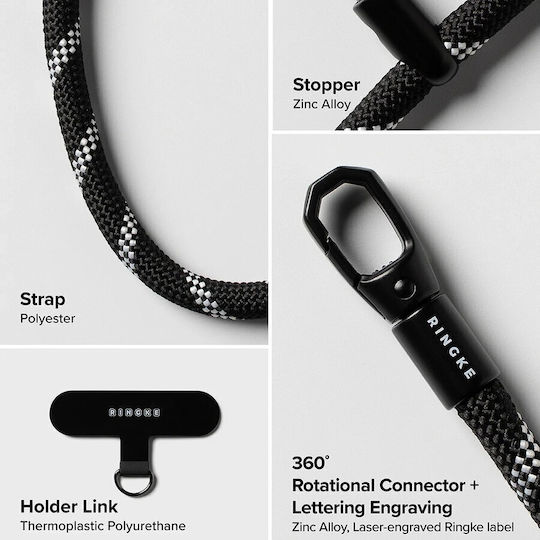 Ringke Universal Holder Hand Strap Link Flow P-type Crossbody Lanyard Mobile Phone Décor Adjustable Silky Silver