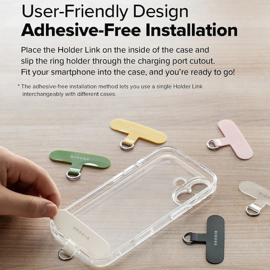 Ringke Universal Holder Hand Strap Link Flow P-type Crossbody Lanyard Mobile Phone Décor Adjustable Silky Silver