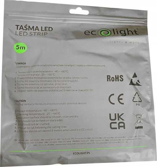 Eco Light Ταινία LED 12V Φυσικό Λευκό Φως 5m Τύπου SMD2835