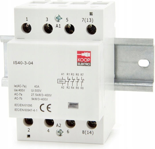 Ρελέ Ράγας 40A Τριπολικό με Τάση 230V