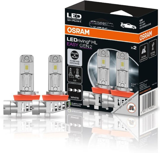 Osram Λάμπες Αυτοκινήτου & Μοτοσυκλέτας Hl Easy Gen 2 H8 / H9 / H11 / H16 / DRL Canbus LED 6500K Ψυχρό Λευκό 12V 26W 2τμχ