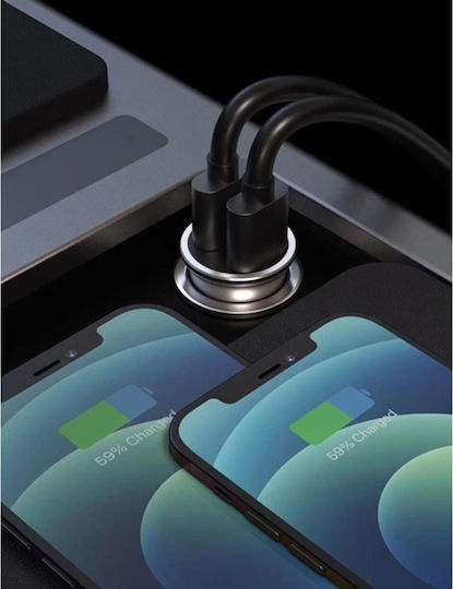 Swissten Car Charger 36W 3A Fast Charging with Ports: 1xUSB 1xType-C Silver Color